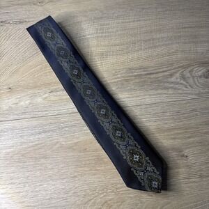 Commodore Trevira Tie Mens Slim Blue Solid Paisley‎ Business Office Professional
